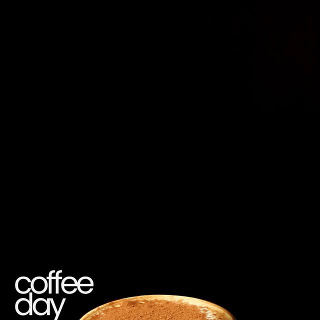 Cappuccino con canela visto desde arriba sobre fondo negro