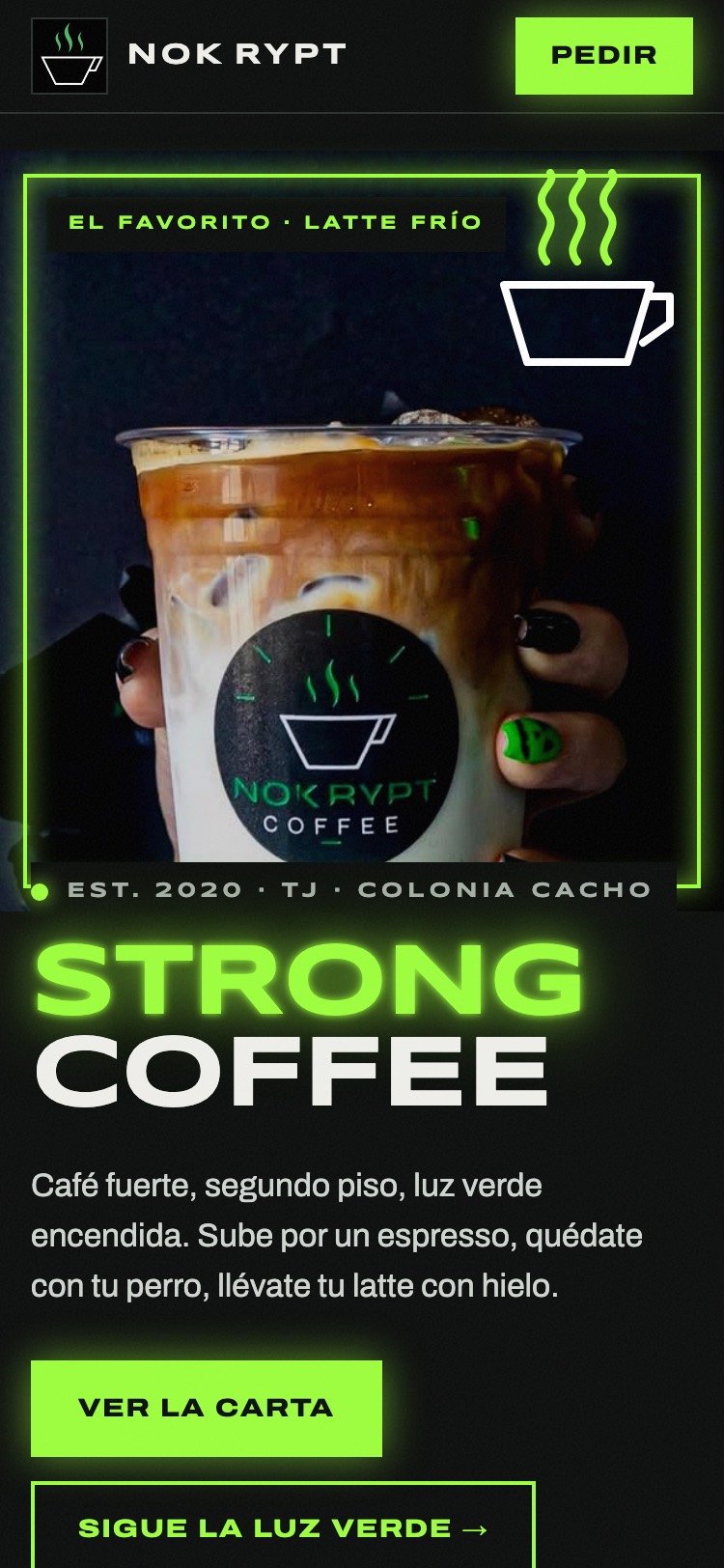 Sitio de Nokrypt Coffee en celular